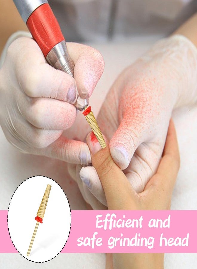 Exclaith Super Long 5 in 1 Nail Drill Bits 3/32'' Cross Tapered Carbide Bit Carbide Tungsten Bits 5 in 1 Nail Drill Bit Two-way Rotate for Acrylic Long Nails Polishing Manicure Pedicure (Gold, Fine-F) - Image 5